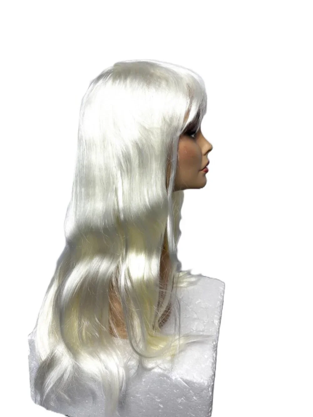 Pony Express 24” Long Platinum Blonde  Straight Wig w/ Bangs  New Old Stock Y2K